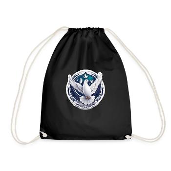 Dove of Peace / Bird / Animal / Flying / Wedding - Drawstring Bag - black - Front