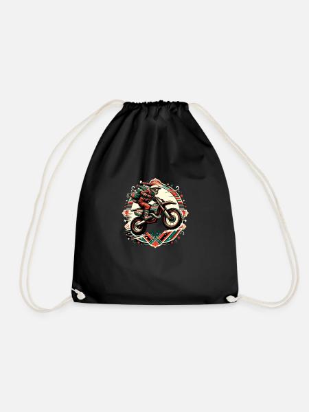 Xmas MotoJump: Festive Adrenaline Rush - Drawstring Bag - black