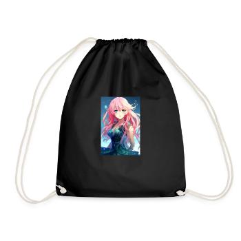 Anime manga girl with pink hair - Drawstring Bag - black - Front