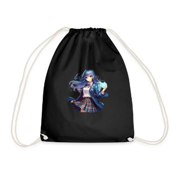 Manga anime girl in school uniform - Drawstring Bag - black - Front