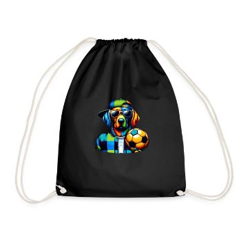 Fußballhund bereit für den Spieltag! - Fußball Kunst - Turnbeutel - Schwarz - Vorne