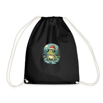 Weihnachtsfrosch Kawaii - Turnbeutel - Schwarz - Vorne