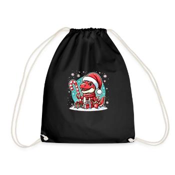 Dinosaure rouge de Noël - Sac de sport léger - noir - Devant