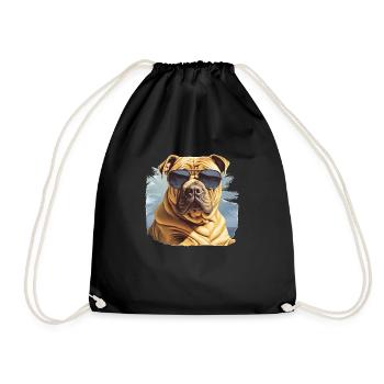 Chinese Shar Pei - Drawstring Bag - black - Front
