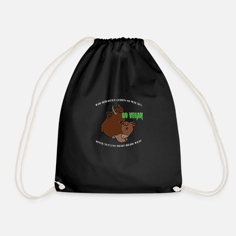 Go Vegan - Turnbeutel - Schwarz