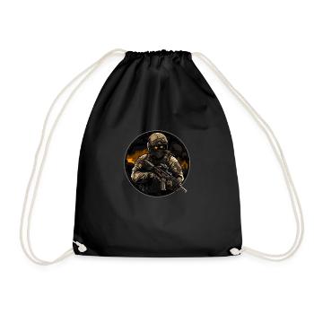 Army Soldier Soldat Logo - Drawstring Bag - black - Front