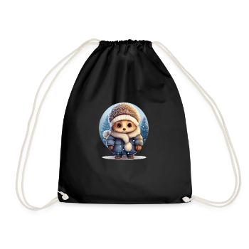 Hedgehog in the snow - Drawstring Bag - black - Front