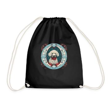 Pudelhund Xmas Ornament, Liebeshunde - Turnbeutel - Schwarz - Vorne