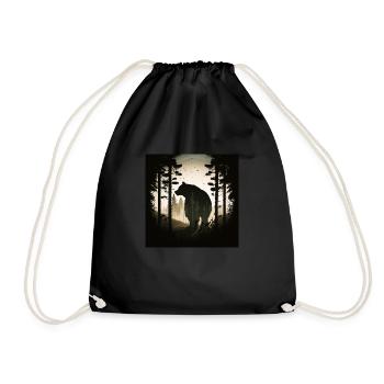 Bear in Forest, Love Bears - Drawstring Bag - black - Front