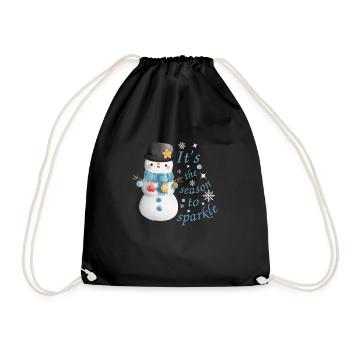 Time to sparkle snowman christmas - Drawstring Bag - black - Front