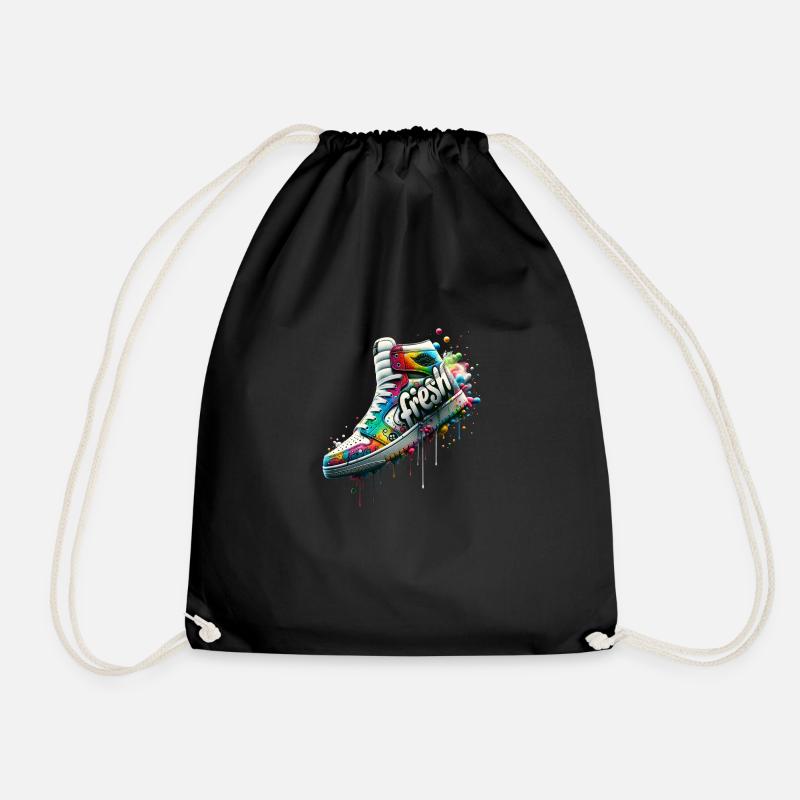 Graffiti Sneaker Splash - Drawstring Bag - black