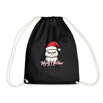 Weihnachts Katze - Turnbeutel - Schwarz - Vorne