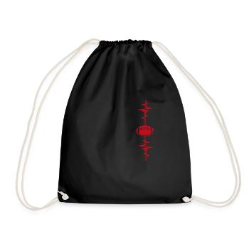 Rugby Heartbeat Rugby Gift Idea - Drawstring Bag - black - Front