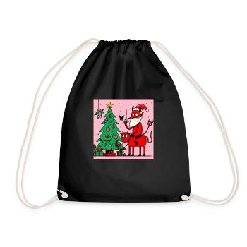 Devil Christmas Cartoon - Drawstring Bag - black - Front