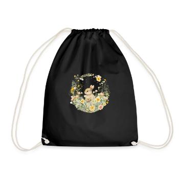 Rabbit - Drawstring Bag - black - Front