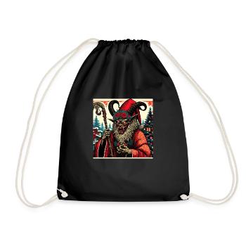 Krampus-Weihnachtsmann - Turnbeutel - Schwarz - Vorne