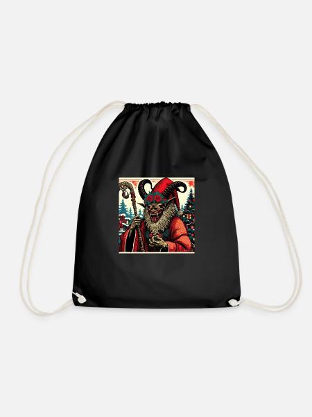 Krampus-Weihnachtsmann - Turnbeutel - Schwarz