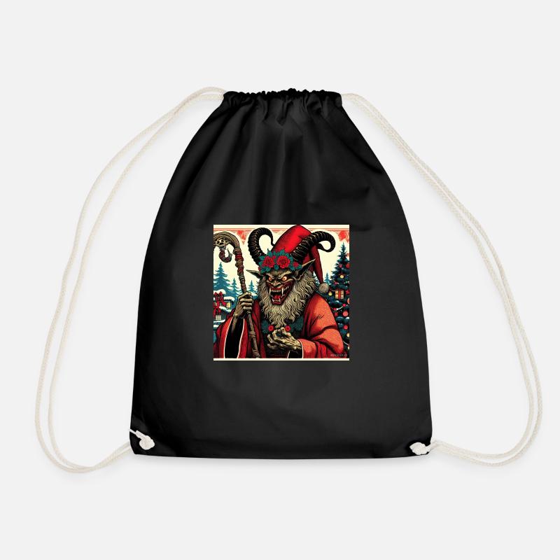 Krampus-Weihnachtsmann - Turnbeutel - Schwarz