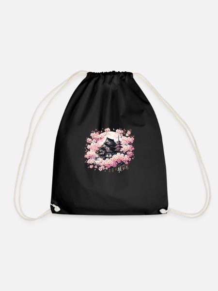 Sakura Serenity - Drawstring Bag - black