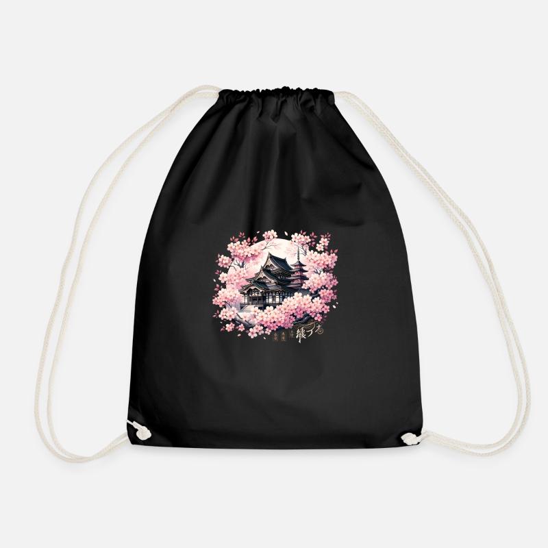 Sakura Serenity - Drawstring Bag - black
