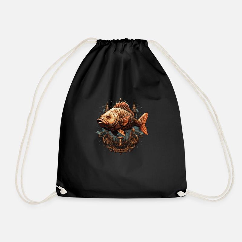 Karpfen Steampunk - Turnbeutel - Schwarz