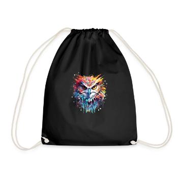Owl Bird Animal Nature Freedom Wildlife Wonder - Drawstring Bag - black - Front