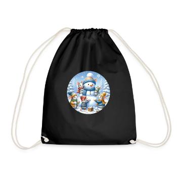 Des souris construisent un bonhomme de neige - Sac de sport léger - noir - Devant