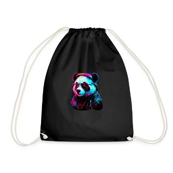 Panda-Hipster - Turnbeutel - Schwarz - Vorne