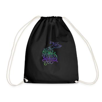 pfau tribalregenbogen elegant geschenk vogel fun - Turnbeutel - Schwarz - Vorne