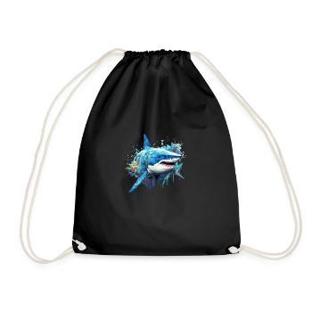 Shark Fish Ocean World Wildlife Wonder Abstract - Drawstring Bag - black - Front