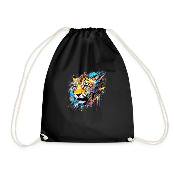 Panther Animal Freedom World Wildlife Abstract - Drawstring Bag - black - Front