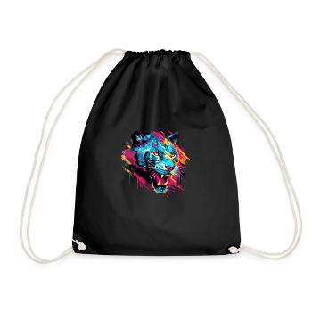Panther Animal Freedom World Wildlife Abstract - Drawstring Bag - black - Front