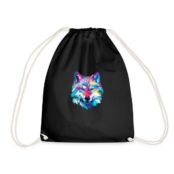 Wolf Animal Freedom World Wildlife Wonder Abstract - Drawstring Bag - black - Front