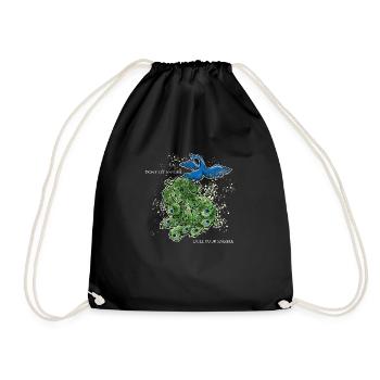 bird peacock art deco simple saying funny sparks - Drawstring Bag - black - Front