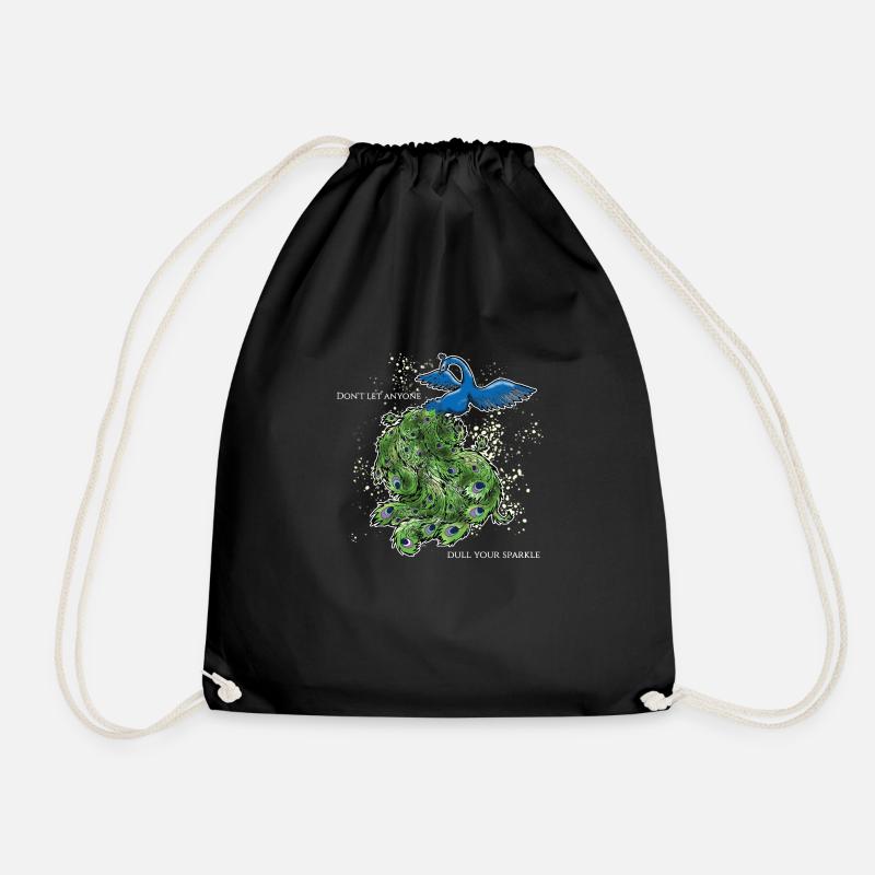 vogel pfau art deco simpel spruch lustig funken - Turnbeutel - Schwarz