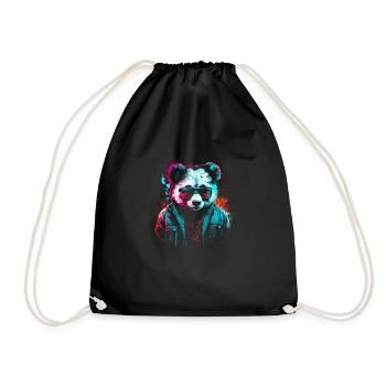 Cyberpunk-Panda - Turnbeutel - Schwarz - Vorne