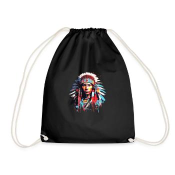 Inspiration für indianische tapfere Krieger der amerikanischen Ureinwohner - Turnbeutel - Schwarz - Vorne
