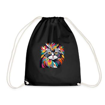 Psychadelic Cat - Drawstring Bag - black - Front