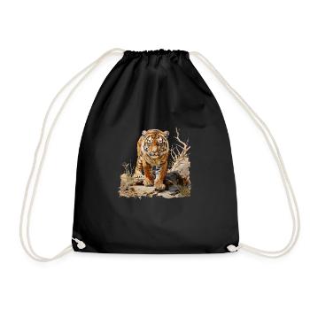 The striped pattern makes a tiger famous - Drawstring Bag - black - Front