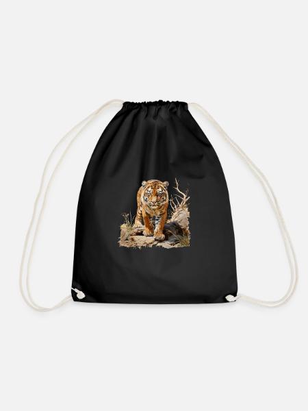 Le motif rayé rend un tigre célèbre - Sac de sport léger - noir