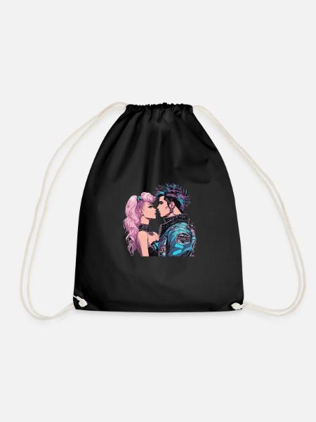 80s New Wave - Drawstring Bag - black