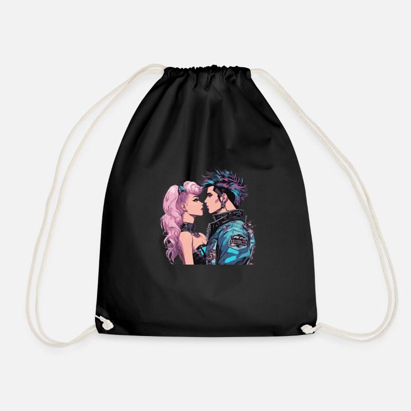 80s New Wave - Drawstring Bag - black