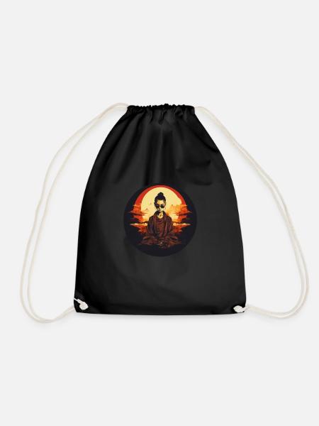 Cooler weiblicher buddhistischer Mönch - Turnbeutel - Schwarz
