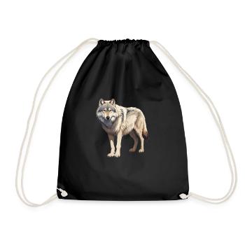 Wolf - Big Wolf Motif - Drawstring Bag - black - Front
