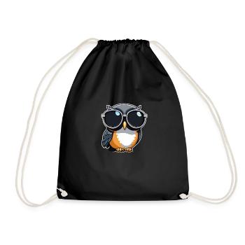 Coole Eule mit Sonnenbrille - Turnbeutel - Schwarz - Vorne