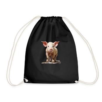 Little cute piglet - Drawstring Bag - black - Front