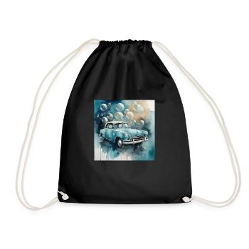 Vieille voiture avec des bulles de savon à l’aquarelle. - Sac de sport léger - noir - Devant