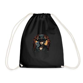 Emo Steampunk Mädchen - Turnbeutel - Schwarz - Vorne