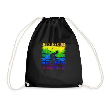 bike bicycle cycle lifestyle healthy transport - Drawstring Bag - black - Front