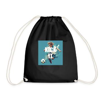 Kick It - Cool Soccer Player Design for Boys - Drawstring Bag - black - Front